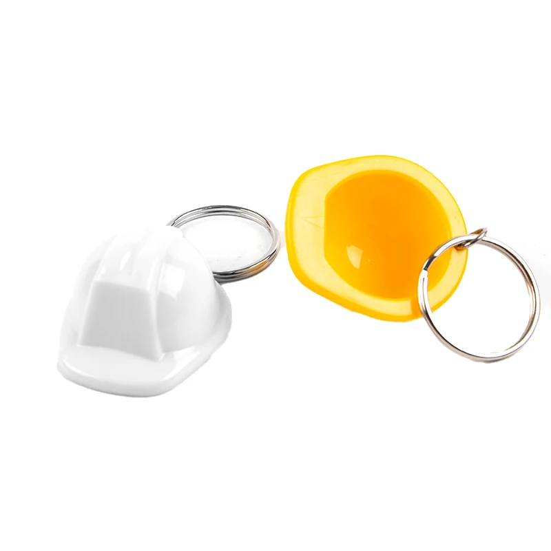 1PCS Plastic Helmet Hard Hat Keychain Event Holiday Creative Practical-Yellow/White Color Safety Helmet Keychain Jewelry Gift