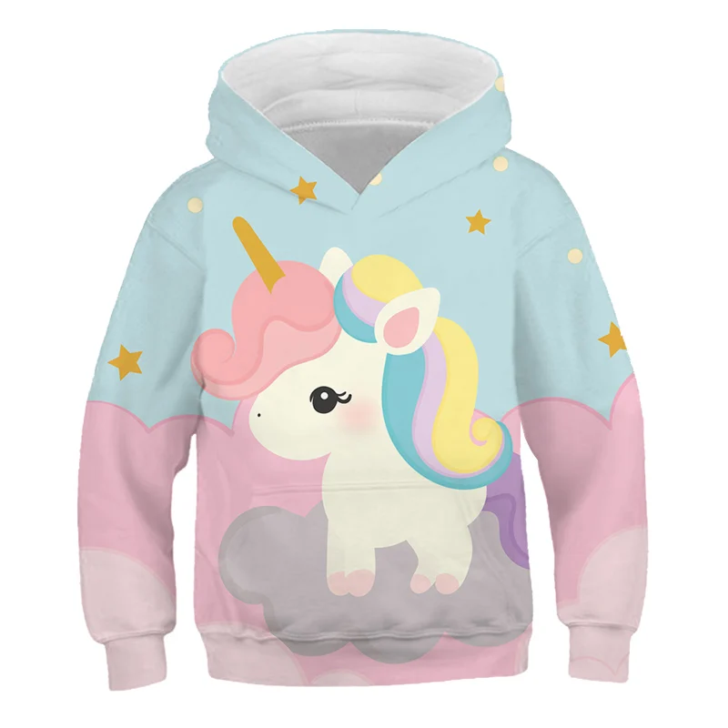 

2024 Baby Kids Boys Girls Unicorn Hoodies Clothing Spring Autumn Fashion Cute Hooded Tops Children's Cartoon Casual Sweatshirts