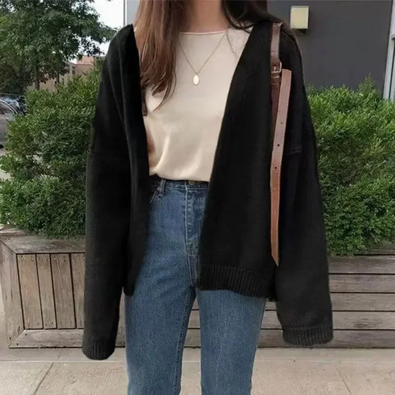 Fashion Female thicken Full Sleeve Loose Knitwear Autumn Winter Long Sweaters Cardigan Women Casual Sweater yellow Coats Outwear