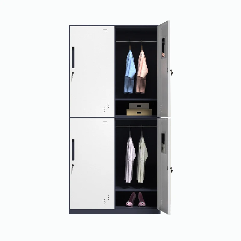 Multi-Functional Steel Wardrobe with Upper Compartments and Hanging Space for Versatile Storage