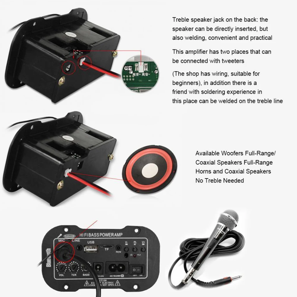 Universal Car Audio Amplifier AMP MP3 MIC SD USB DVD Stereo HiFi Bass Power Remote Control Car Audio Accessories