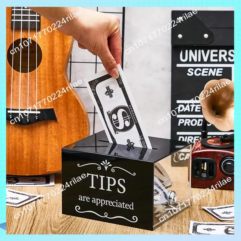 A17Z Tip Jars For Money 6 X 4 X 5 Inch Tip Collection Box With Lock Donation Suggestion Box For Tip Storage Raffling Box