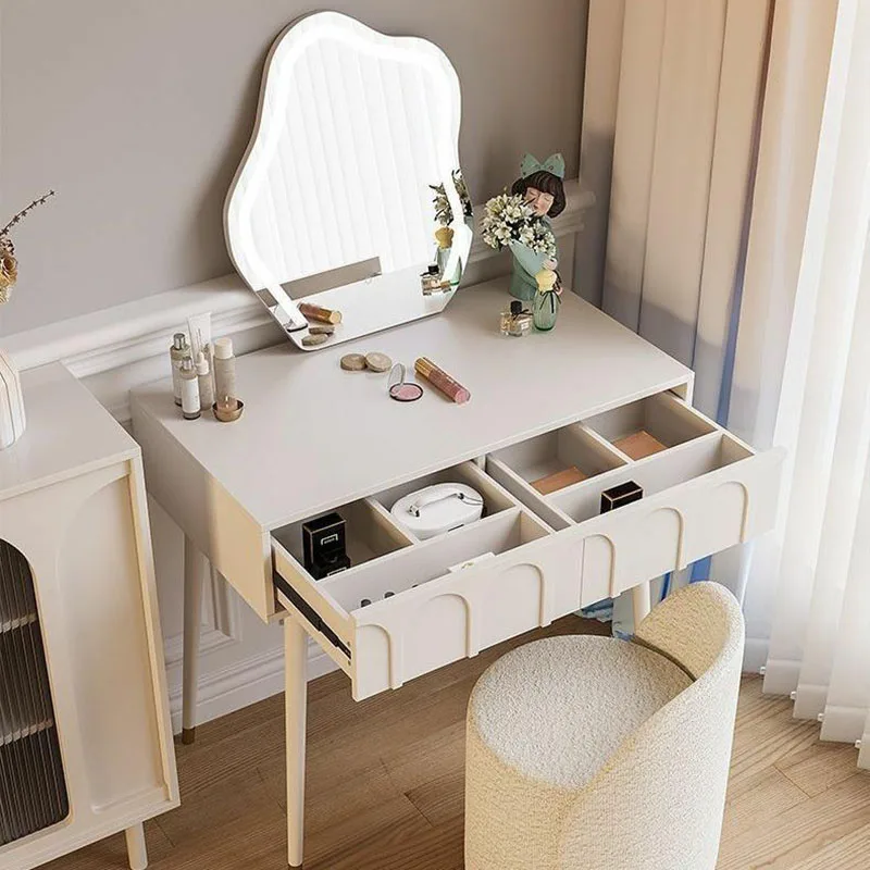 Nordic Essentials Mirrors Dressing Table Narrow Storage Woman Side Dressing Table Mobile Modern Coiffeuse De Chambre Furniture