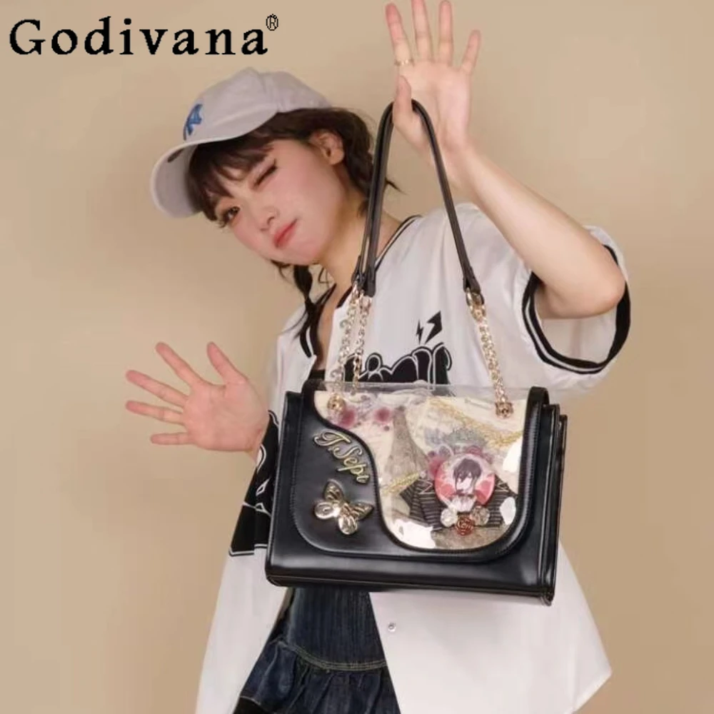 Japanese Pain Bag Small Capacity Elegant Personality Shoulder Bag Sweet Girl Crossbody Backpack Butterfly Chain Handbag