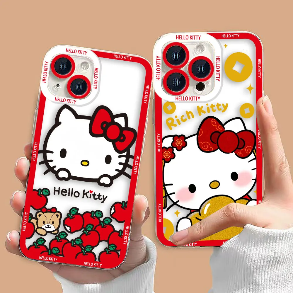 Cute Hello Kitty Cat Cover Angel Eyes Clear Phone Case For OPPO A98 A96 A95 A94 A78 A74 A73 A58 A55 A54 A31 A17 A16 Case Funda