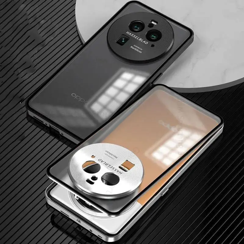 Tempered Glass Phone Magnetic Case Capa For Oppo Find X6 Pro Aluminium Alloy Bumper Lock Magnet Metal Lens Cover For Find X6 Pro