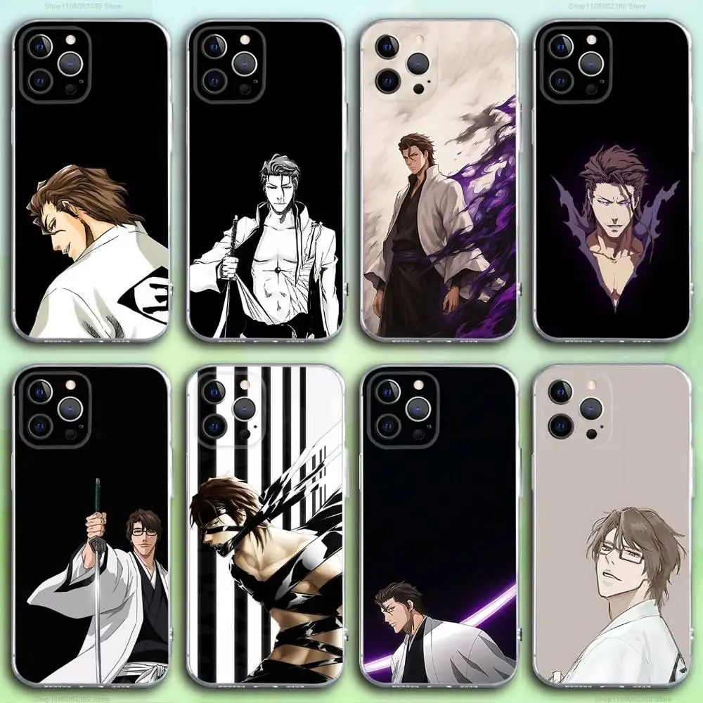

B-Bleach Anime Aizen Phone Case For iPhone 16,15,14,13,12,11 Pro,Max,Plus,X,XS,XR,SE4,E Mini Transparent Soft Cover