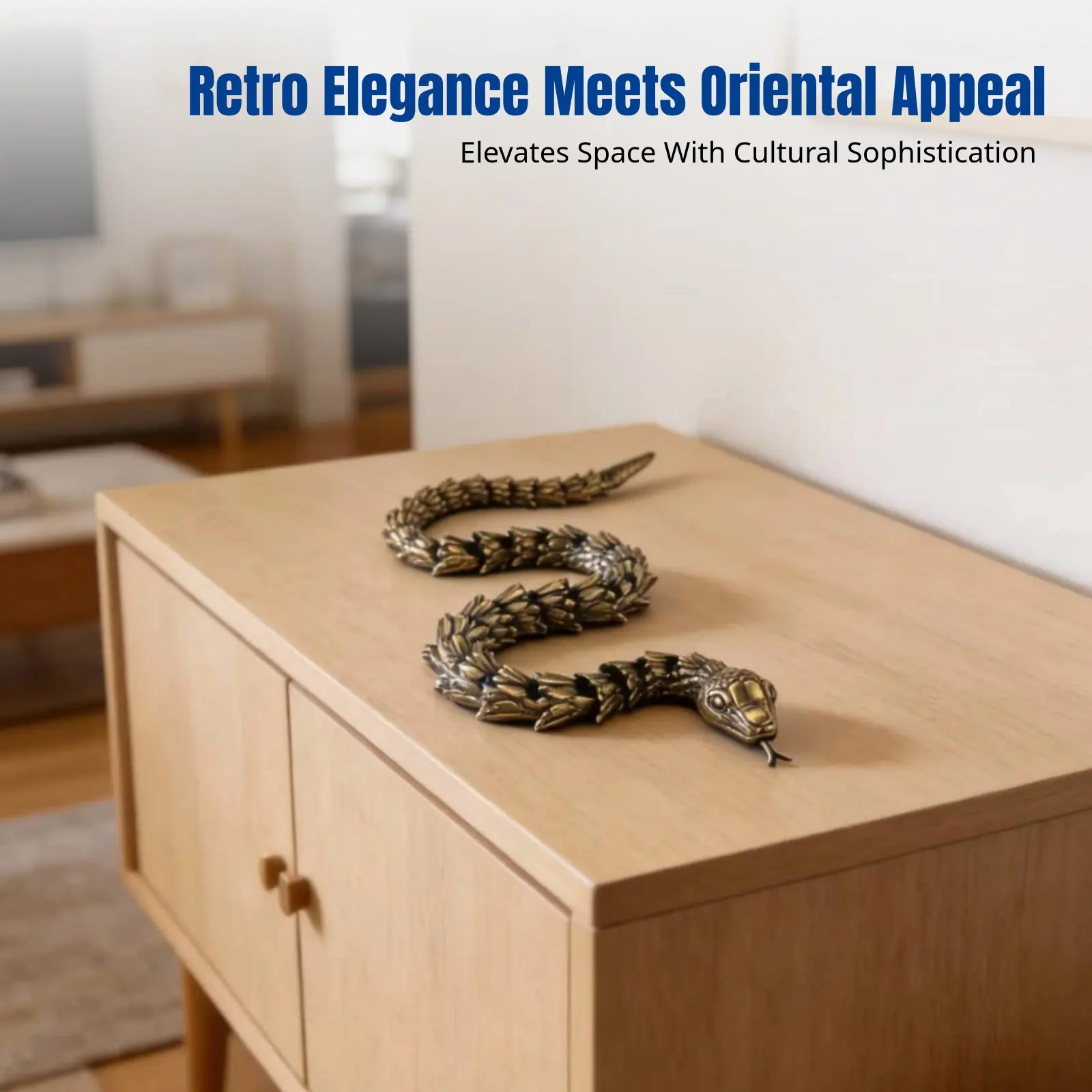 Movable Joint Snake Tea Pet, Realistic 3D Alloy Sculpture, Vintage, Office, Gift