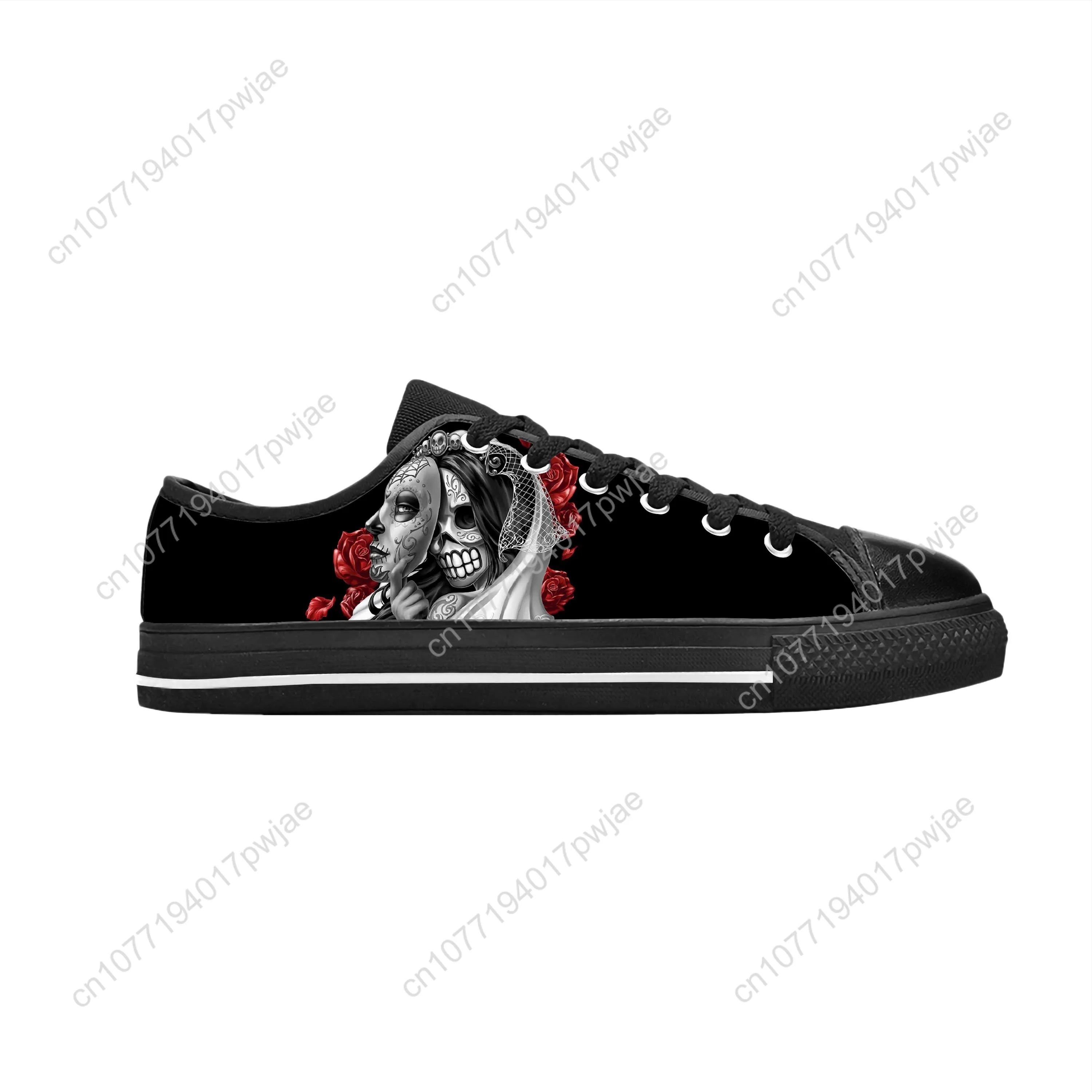 La Calavera Catrina Mexican Sugar Skull Katrina Casual Cloth Shoes Low Top Comfortable Breathable 3D Print Men Women Sneakers