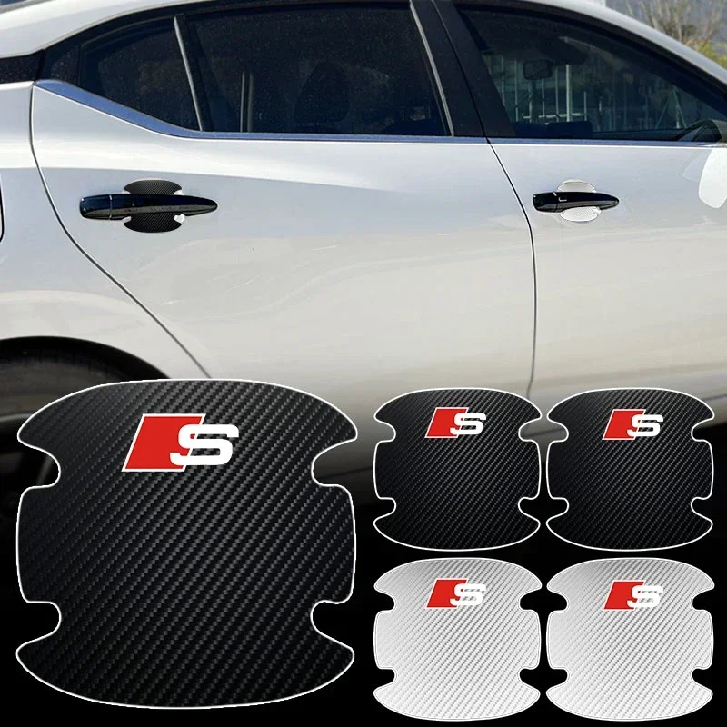 Car door handle sticker scratch-resistant protective film carbon fiber For Audi Sline S4 S3 S5 S6 S7 S8 RS3 RS4 RS5 RS6 A6 A4 A7