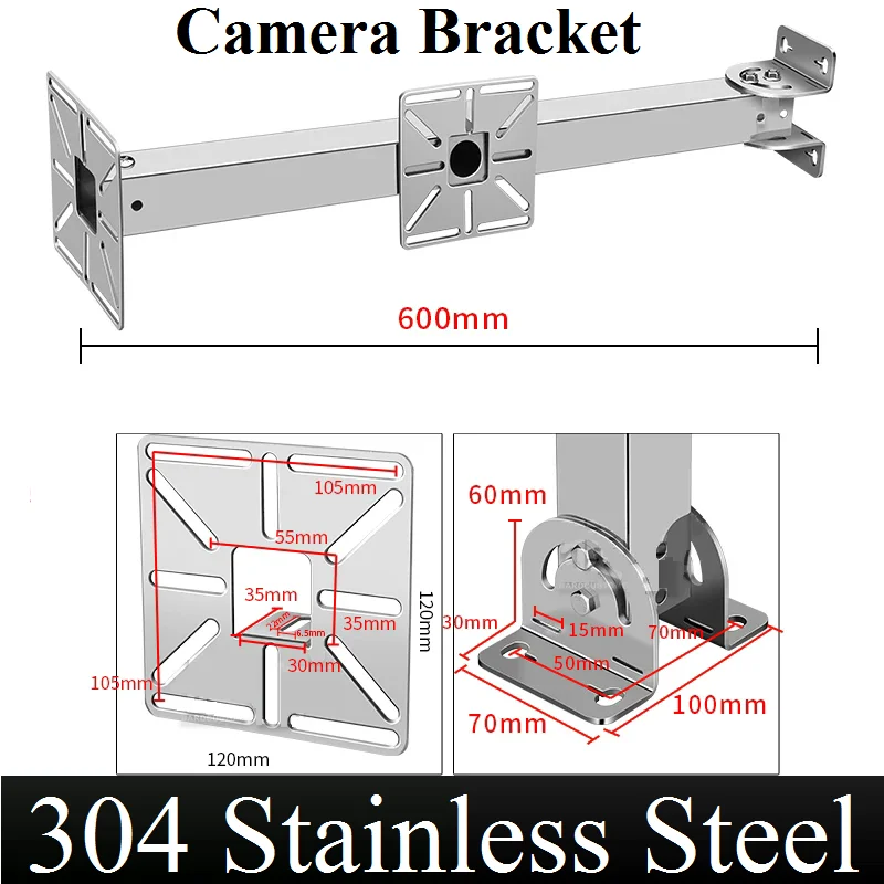 180° rotatable for wall-mounted Bracket SUS304 Stainless Steel Wall Bracket, for 2 / 3 directions Mount CCTV Bullet PTZ Camera