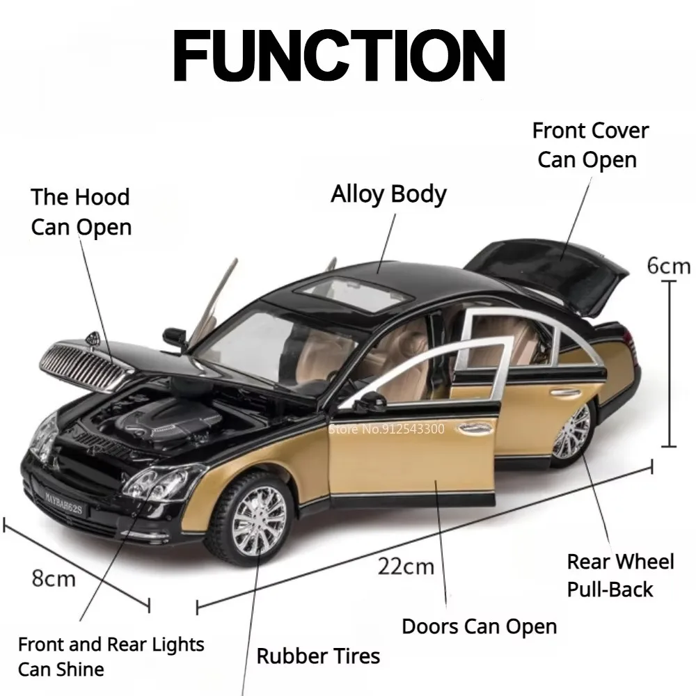 Scala 1:24 in miniatura 62S E300eL modello di auto giocattolo in lega pressofusa porte aperte suono luce tirare indietro decorazione squisita modelli di auto