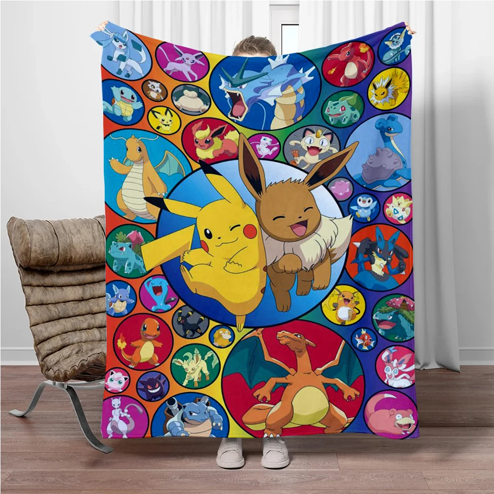 Pokémon Anime Pikachu Throw Blanket Sofa Soft Plush Nap Blanket for Bed Bedroom Bedspread Home Decor Travel Picnic Blankets Gift