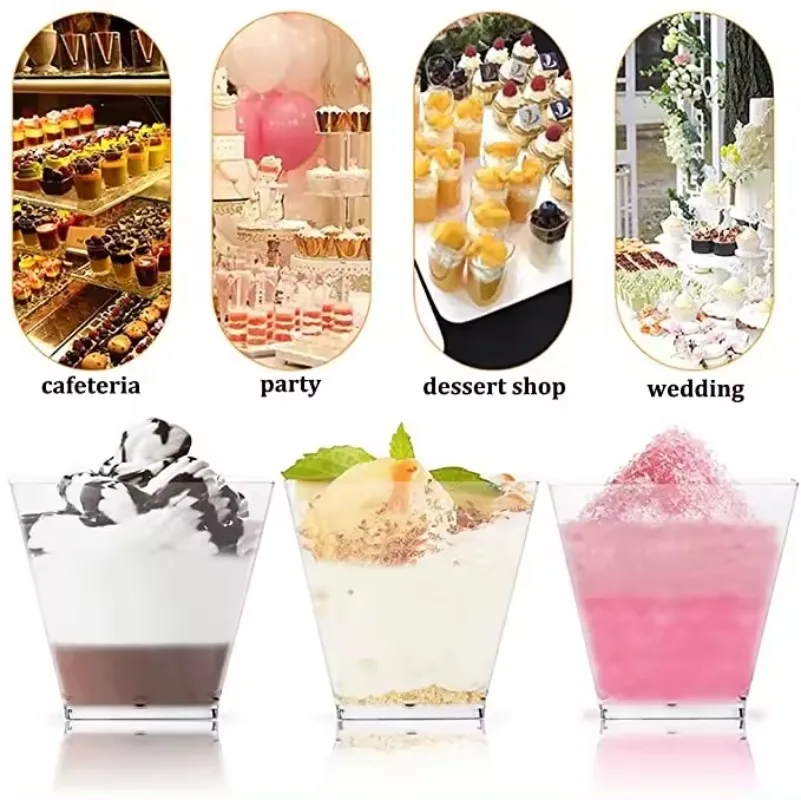 50pcs Mousse Cup Dessert Puddings Cheesecake Parfait Cups Cupcake Container for Cream Pudding Fruit Ice Cream Jelly Yogurt Mug