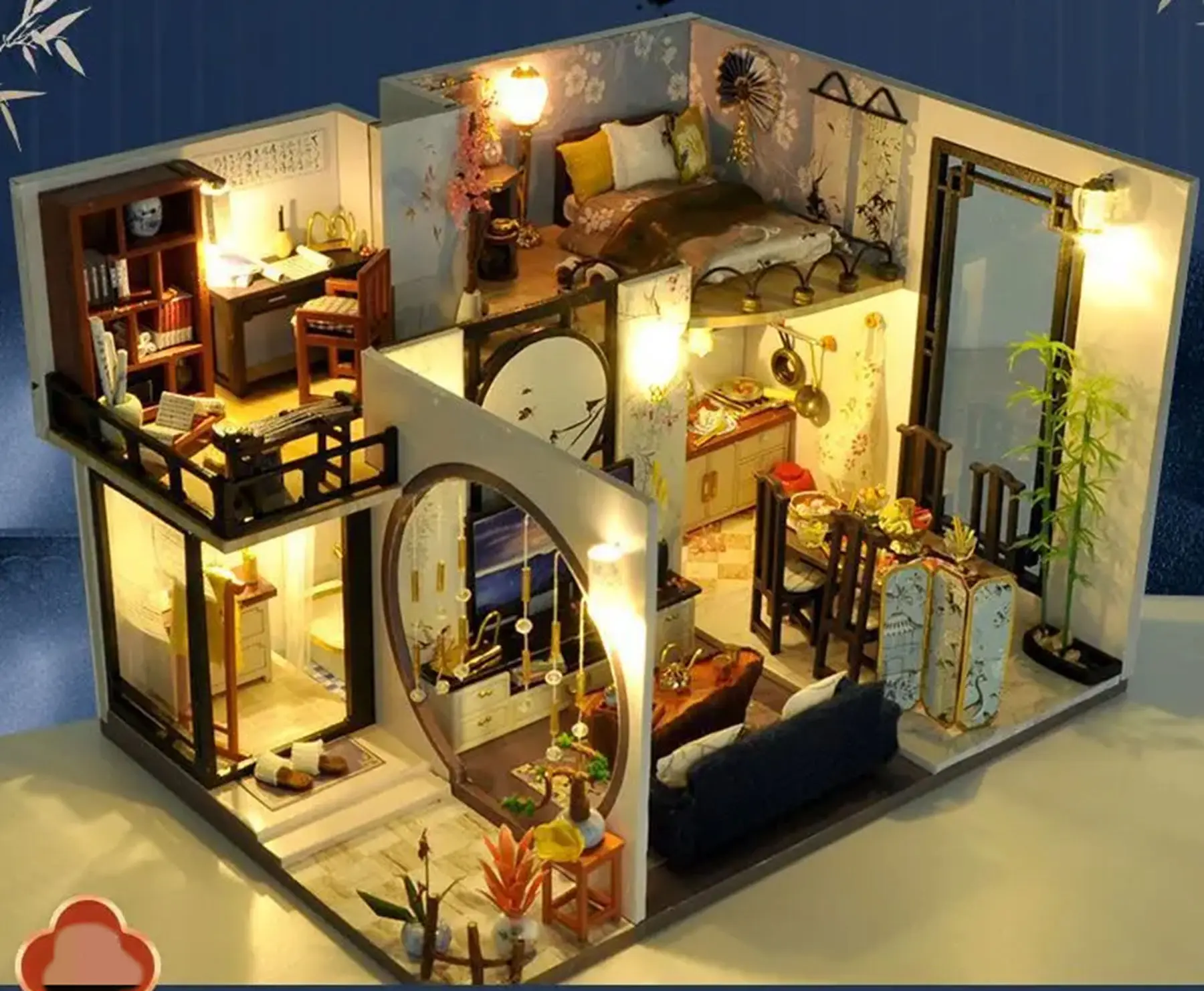 

DIY Wooden Dollhouse Miniature Kit Educational Building Toy Tabletop Decor Creative Birthday Gift for Girls