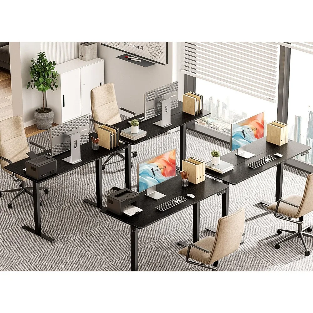 "24" electric desk, 55" tall, adjustable, 4-wheel, 4-height memory, 2-hook headphone stand, home office