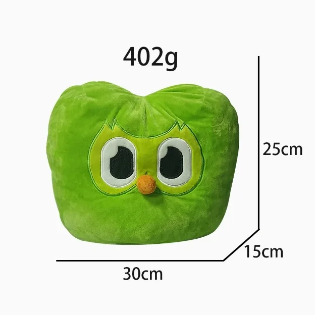 Duolingo coruja verde violeta cabelo legal irmã brinquedo de pelúcia boneca travesseiro chaveiro animal de pelúcia presente para alunos de idiomas