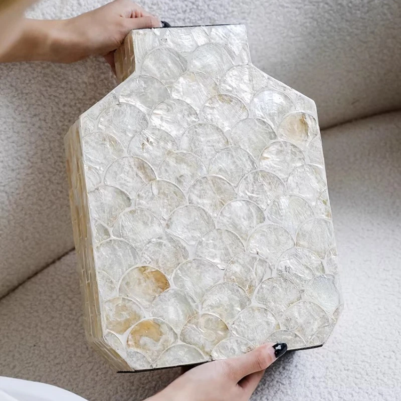 Cream wind French shell vase living room flower arrangement high-end porch countertop decoration ornament home art