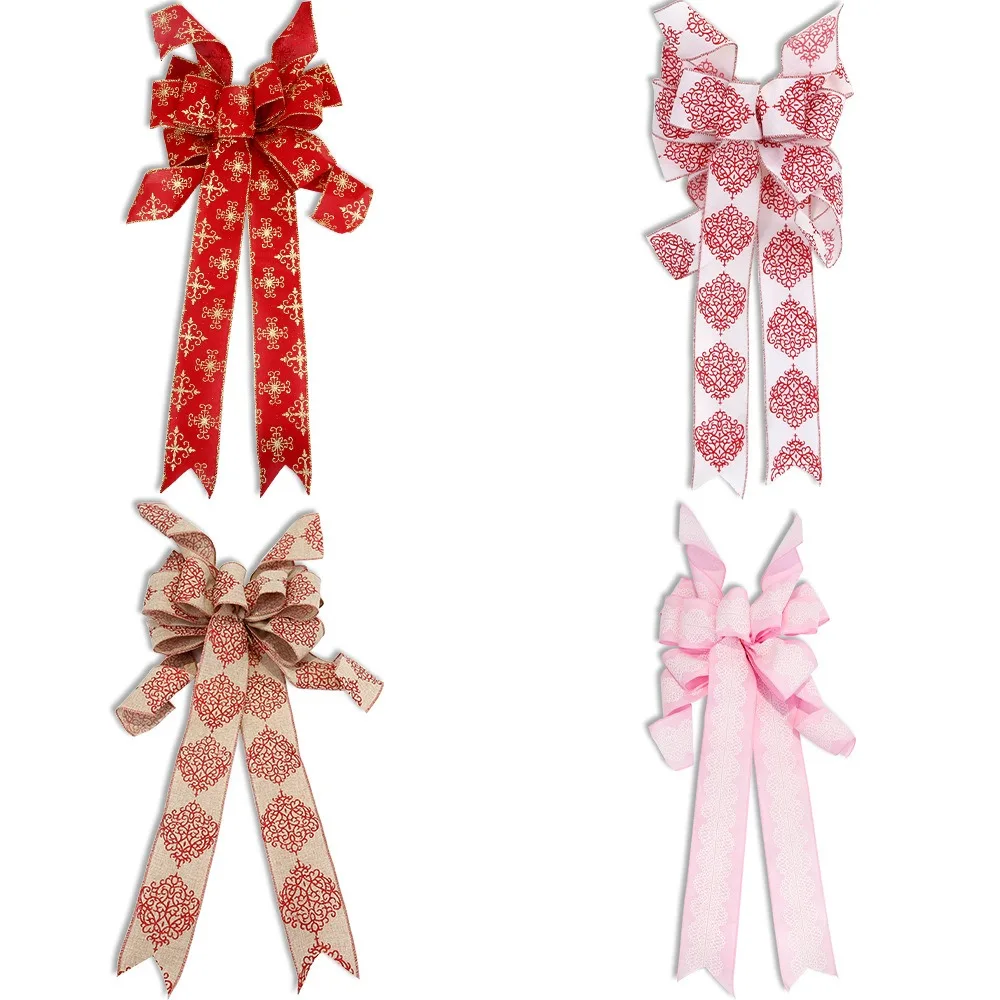 Christmas Tree Decorations Large Bowknot Double Layers Reuasble Bow Hanging Christmas for New Year Christmas Party Decoration