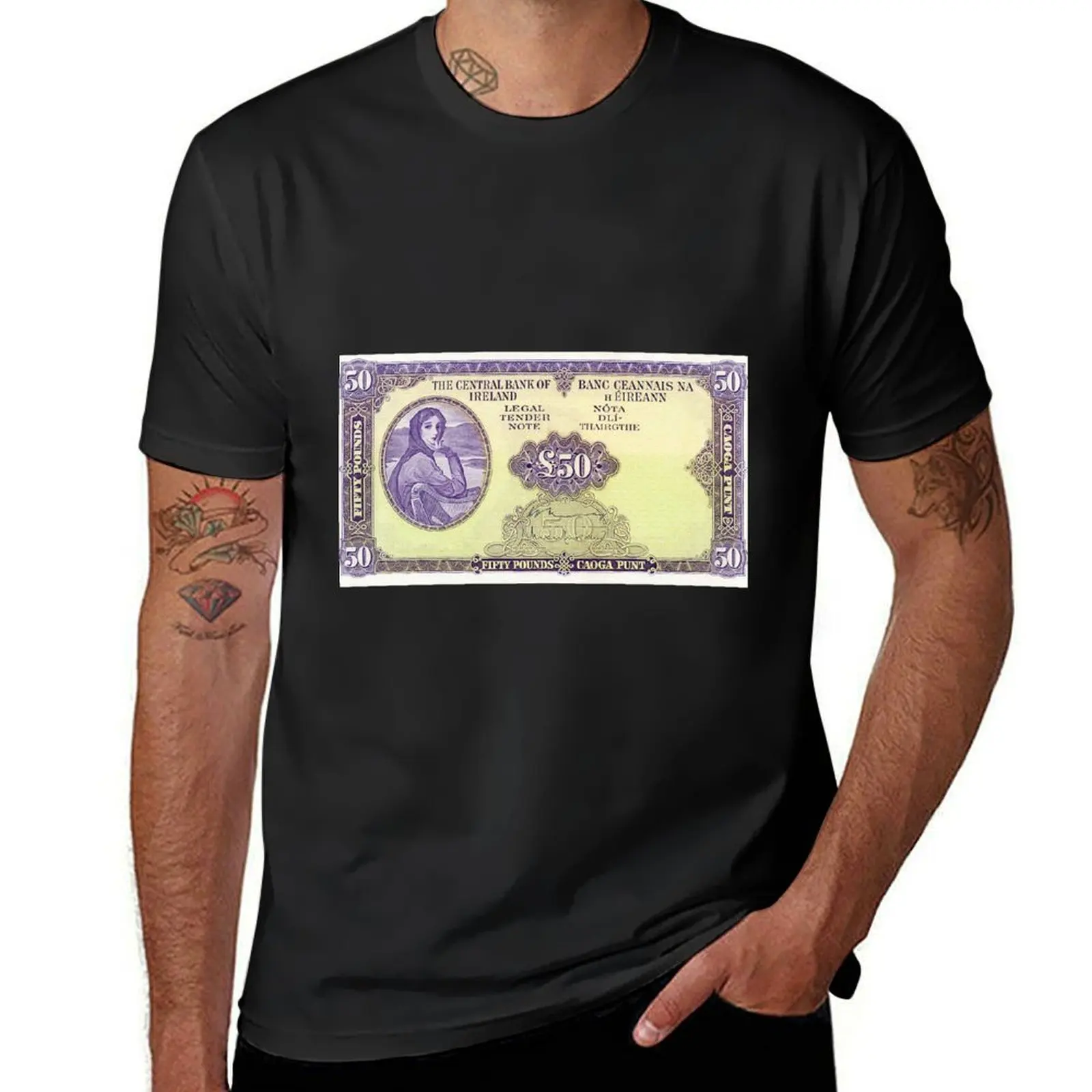 Irish 50 Pound Banknote T-Shirt shirts graphic tees customizeds summer top mens funny t shirts