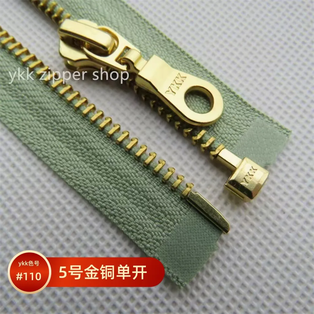 

No. 5 Ykk Metal Gold And Copper Single Open Zipper Matcha Green ● 50-100cm ● Coat, Down Jacket, Coat Cardigan
