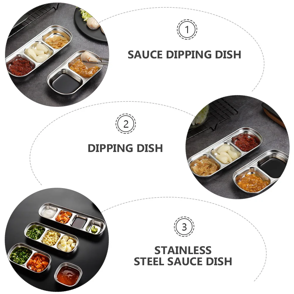 

4pcs Stainless Steel Seasoning Dish Set Stackable Condiment Dishes For Oil Sugar Vinegar Home Kitchen Use Sauce Dipping