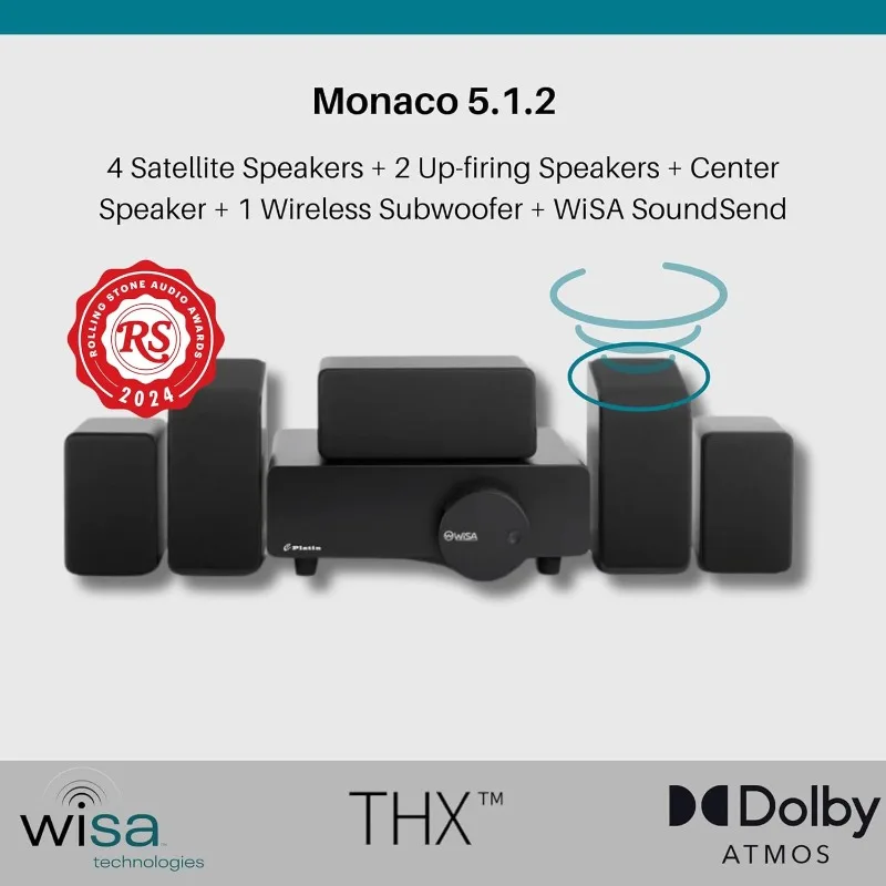 

Домашняя кинотеатральная система Monaco 5.1.2 - Беспроводная система объемного звучания с верхними динамиками - Сертифицировано THX и WiSA