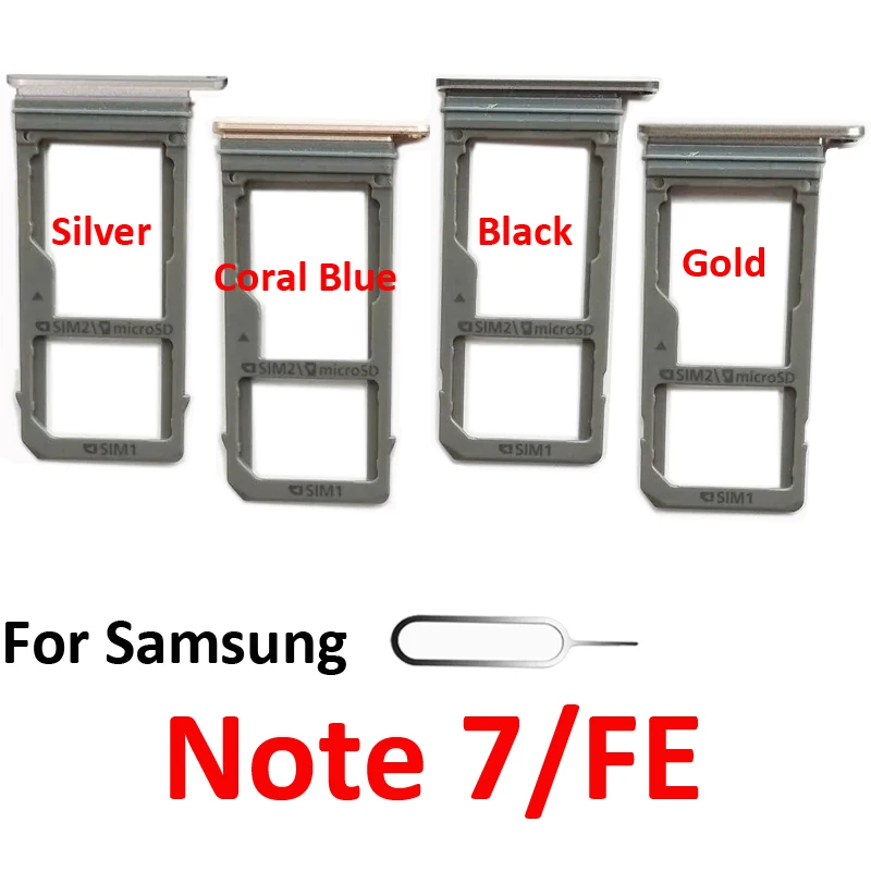 For Samsung Galaxy Note 7 FE N930 N930F N935 N935F Phone SIM Card Tray Micro SD Chip Slot Holder Pocket Single Dual SIM Black
