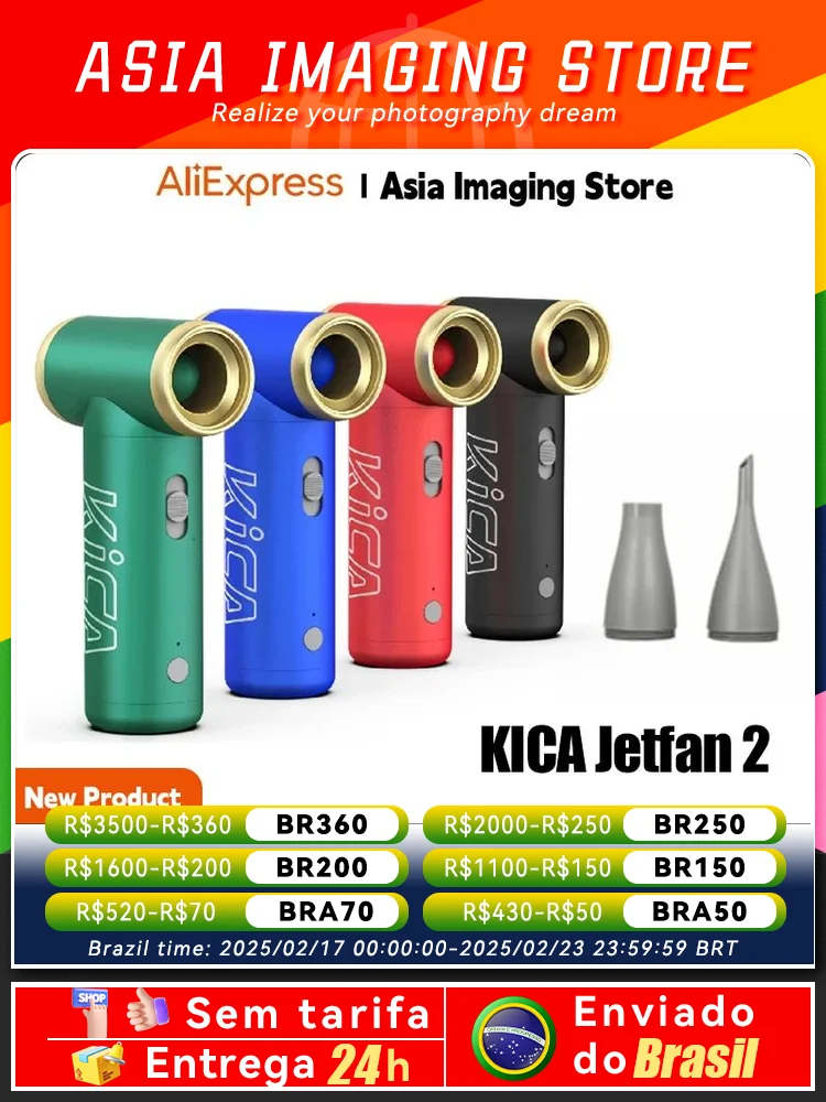 【 Do Brasil 】KICA Jetfan 2 Compressor Fan 100000RPM Portable Wireless Suitable for PC Car Computer Keyboard KICA II