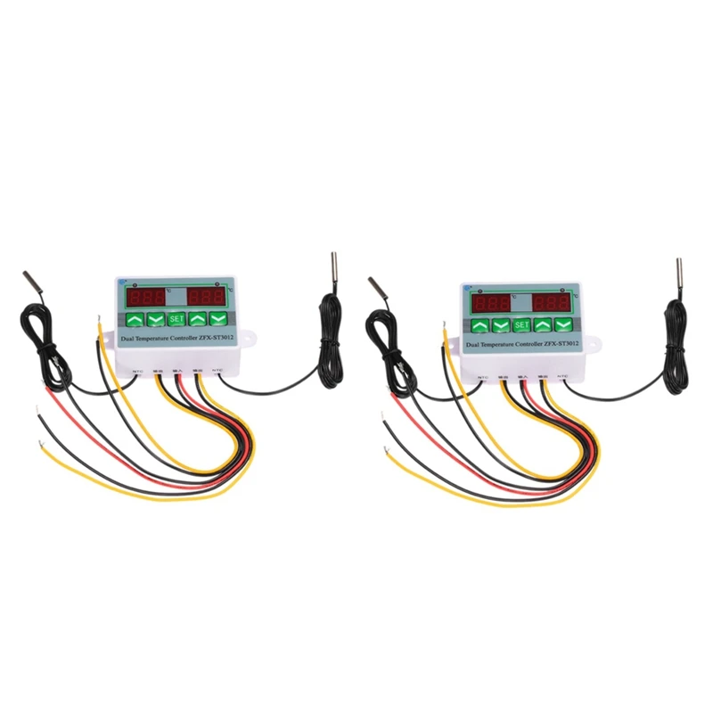 

ABGZ-2 Set LED Dual Thermometer Temperature Controller Thermostat Incubator Dual Probe-220V & 12V