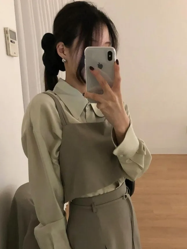 Atasan Rompi Tali Wanita Faion Musim Semi Rok Midi Desain Sabuk Pinggang Tinggi Set Dua Potong Pakaian Luar Dres Nyaman Kasual