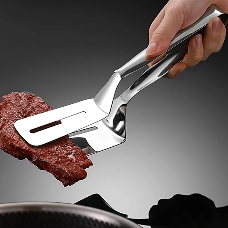 Clip de pala de doble cara de acero inoxidable, pinzas de cocina con espátula de acero inoxidable, abrazadera para parrilla, Clip para espátula volteadora