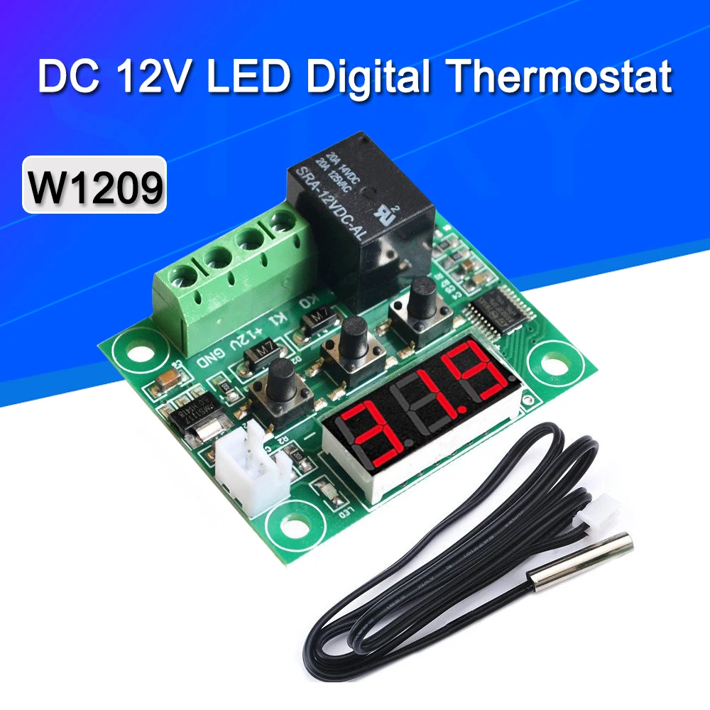 1\\5PCS 12V Digital Temp Thermostat Temperature Controller Sensor Relay Switch -50-110C W1209