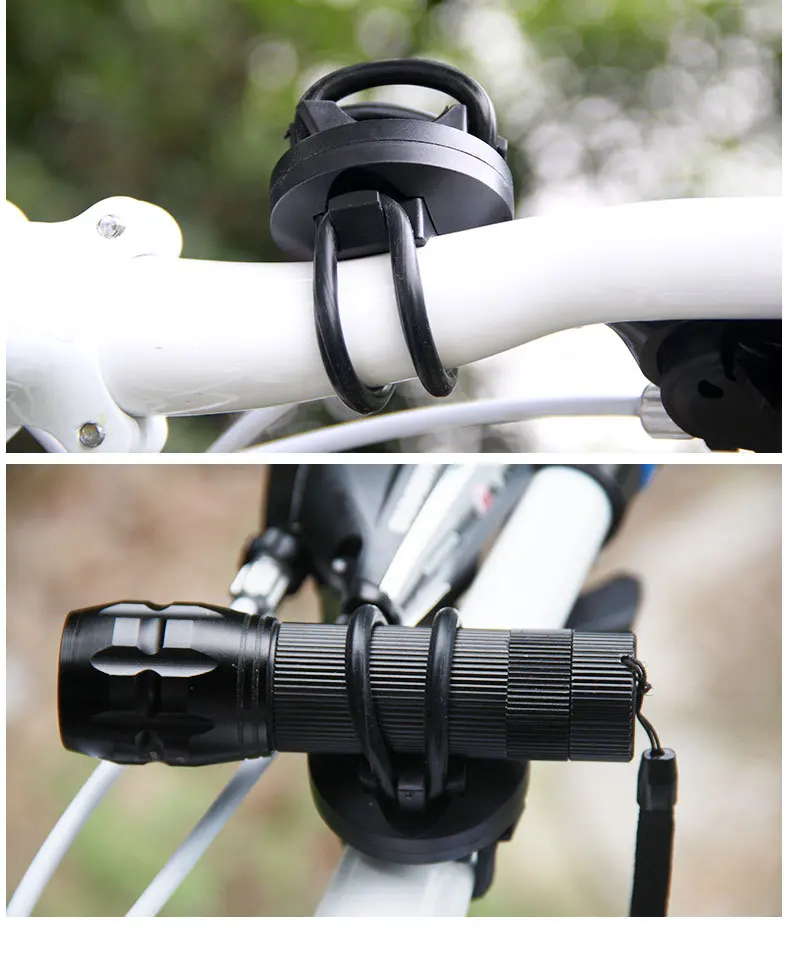 Universal Bicycle Flashlight Lamp Mount Clamp Stand Holder Flashlight Holder 360° Degree Rotation Handlebar Clip LED Flashlight