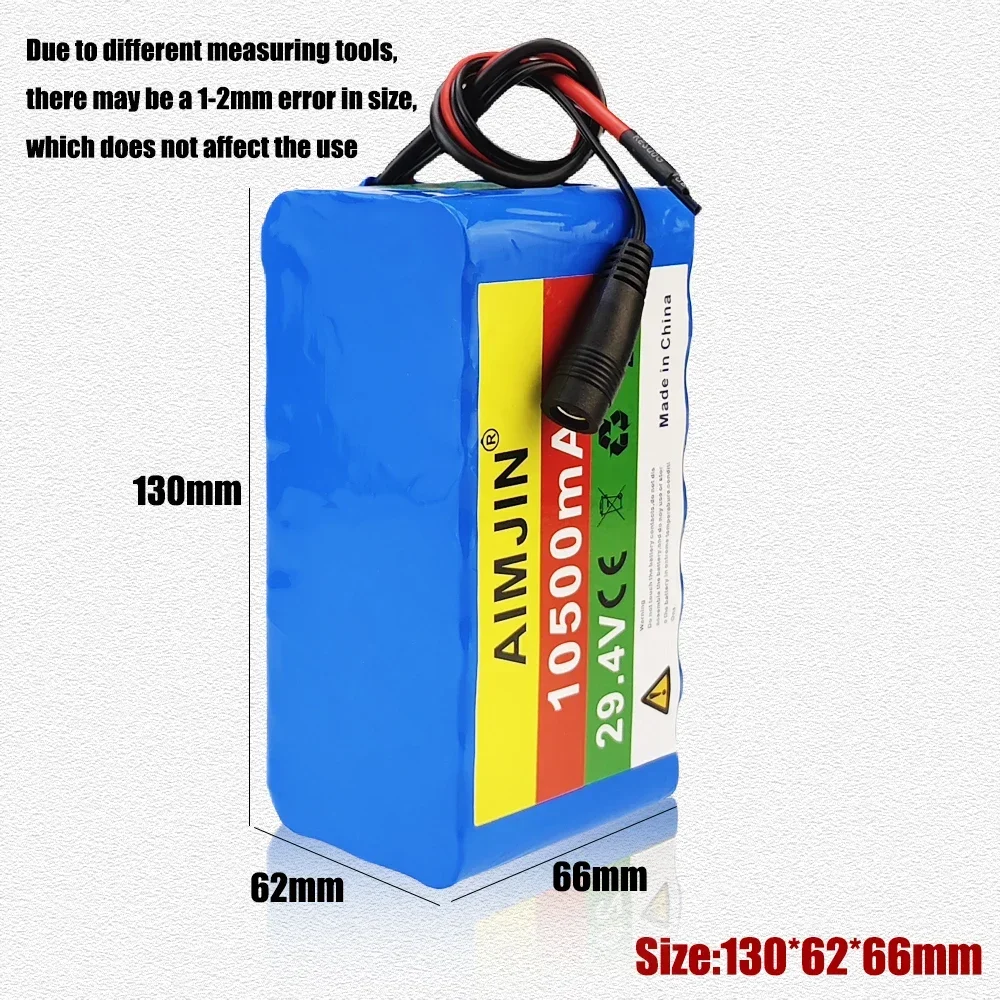 for Electric Motor Bicycle Ebike Sccooter Toys Drill 29.4V 10.5Ah 7S3P 18650 Li-Ion Battery Pack Lithium Batteries