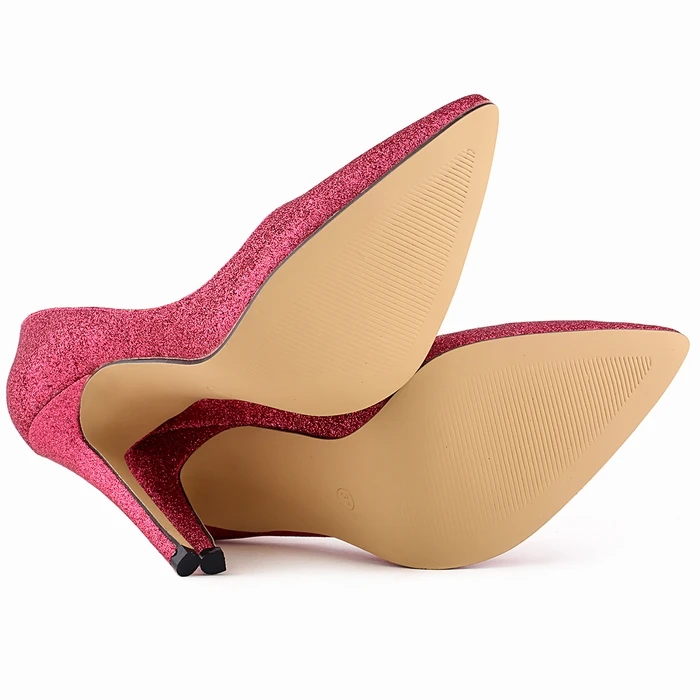 2025 New Sequin Cloth Plus Size 42 Women Pumps 11Cm High Heels Comfortable White Black Nude Pointed Toe Ladies Work Shoes A0073