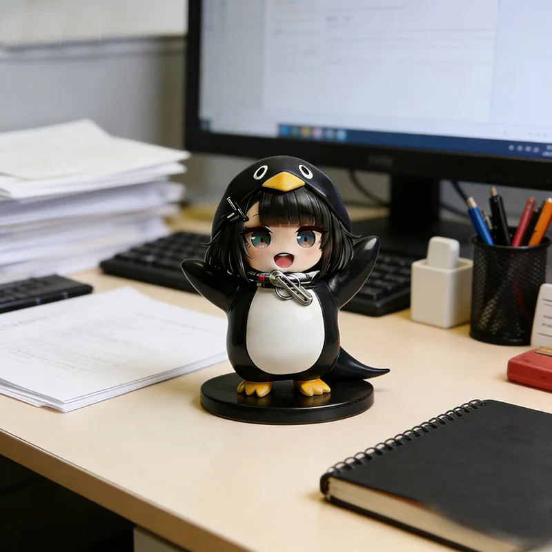 Gugugaga Terminal Land Little Penguin Administrator Resin Figure Model, Car Ornament Cartoon Figure Desktop Ornament Gift view 5