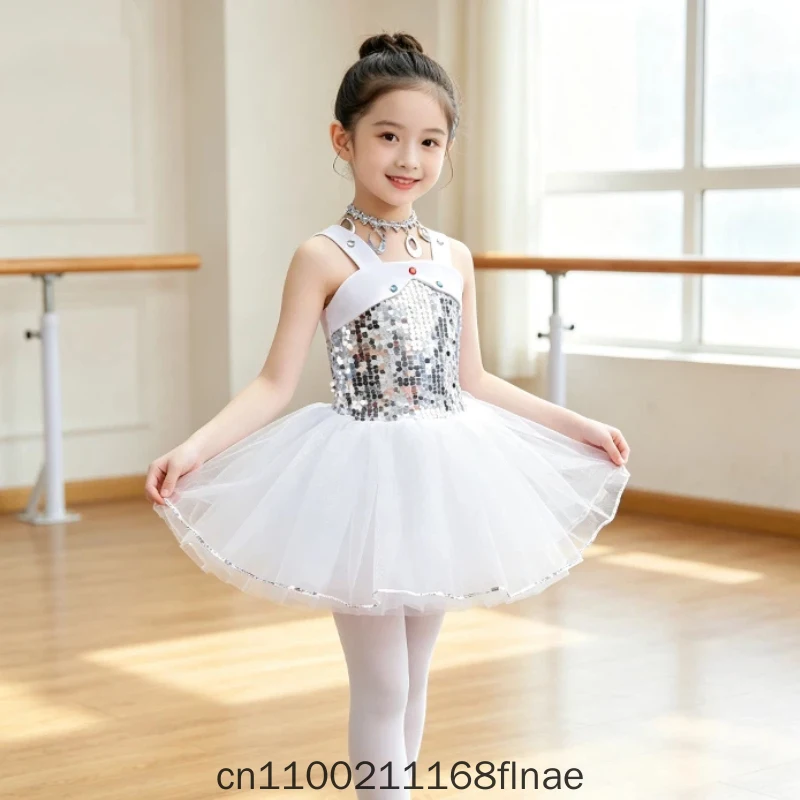 Children's Dance Performance Costume, Princess Dress, Girls' Puffy Dress, Sequins, Jazz Dance Veil Dress, Performance Costume