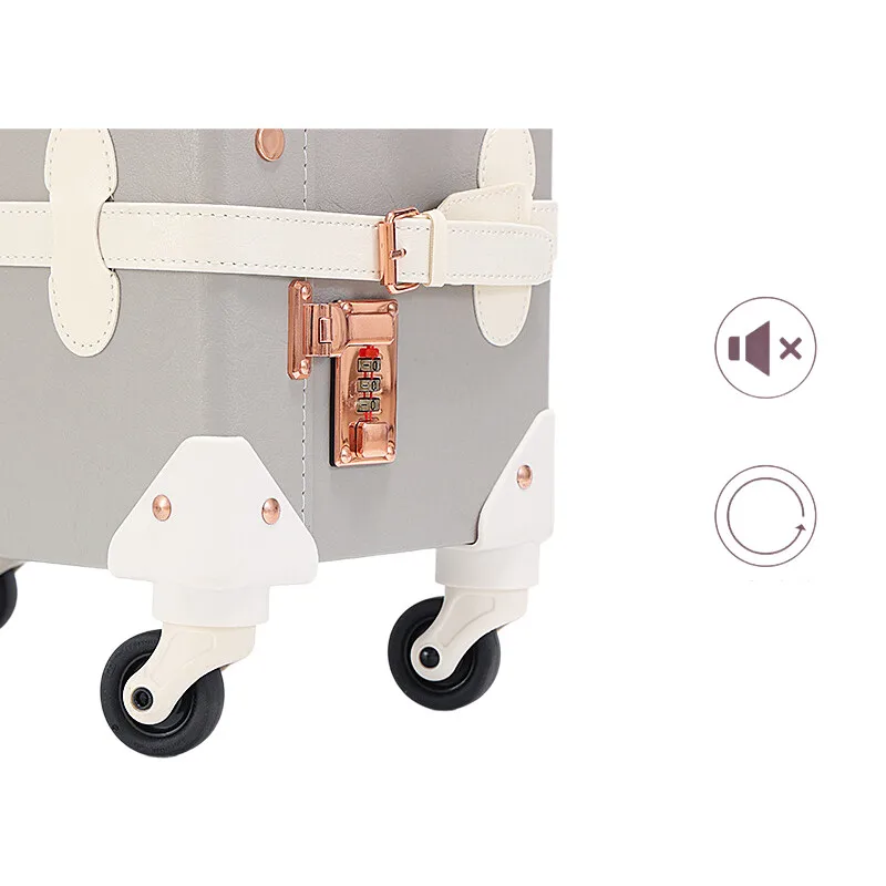 レザーローリング荷物セットスピナー女性ヴィンテージスタイルスーツケース旅行用