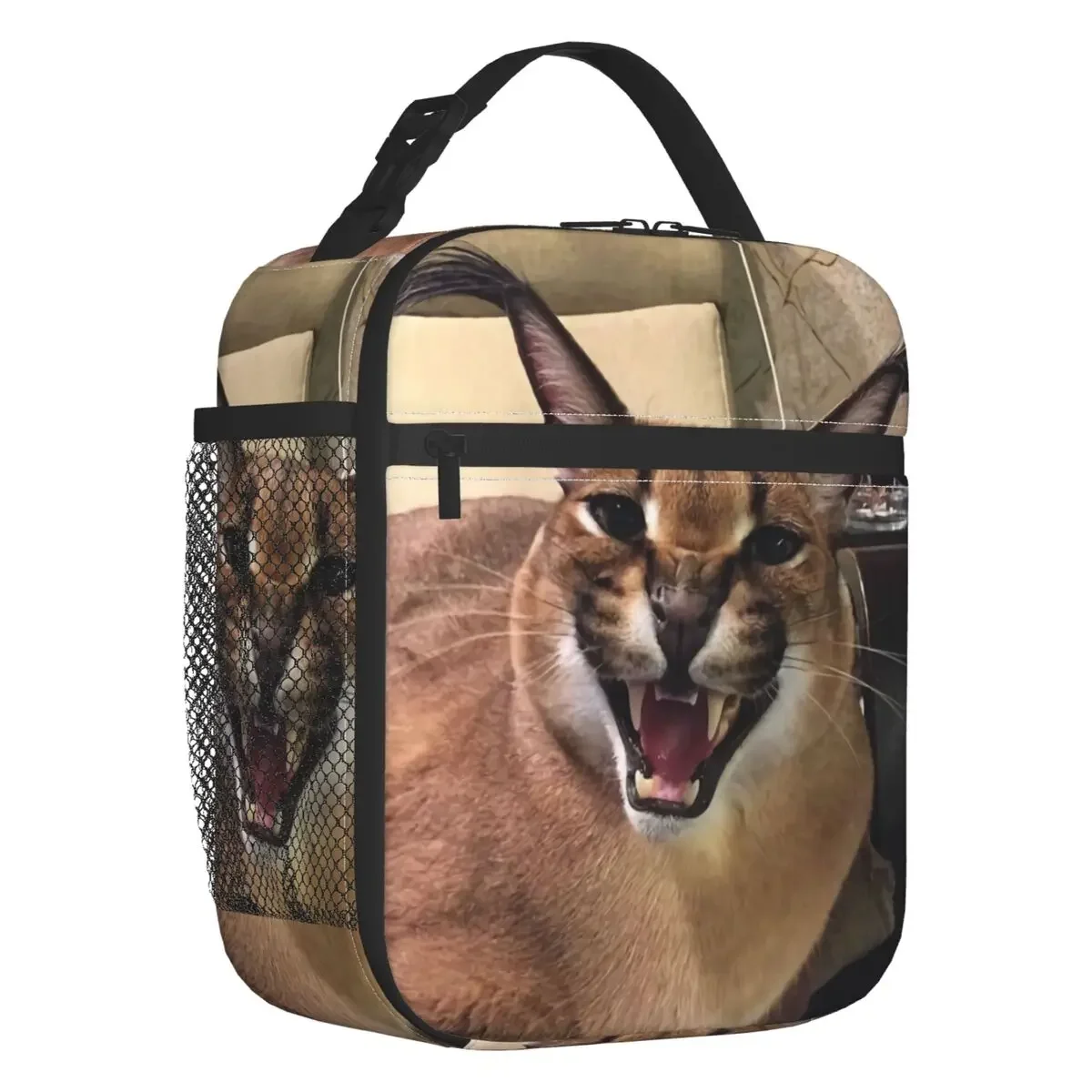 

Caracal Cat Floppa Meme Thermal Insulated Lunch Bag Women Portable Lunch Container for Outdoor Picnic Multifunction Food Box