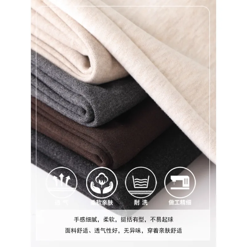 سراويل صوفية للنساء والشتاء، مقاس نحيف أنيق، بدلة ركاب بنطال مستقيم الساق