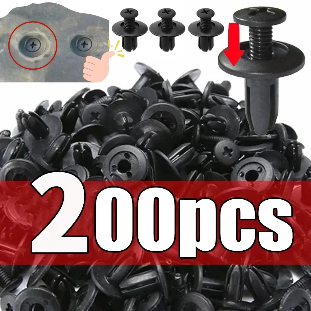 

20/50/100/200 шт. черный пластиковый автомобильный крепежный винт, заклепки для бампера автомобиля, крыла, универсальные зажимы для Toyota Focus Kia Nissan Yamaha