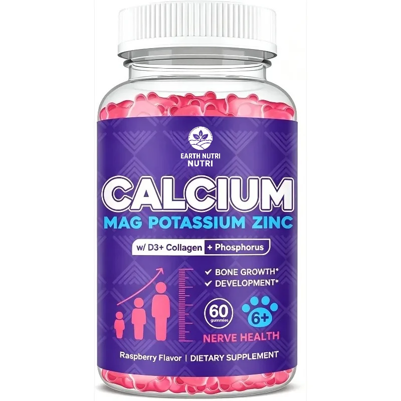 Calcium Potassium Magnesium Gummies  Containing Hydrolyzed Collagen, Zinc, Phosphorus, and Various Sleep Vitamins