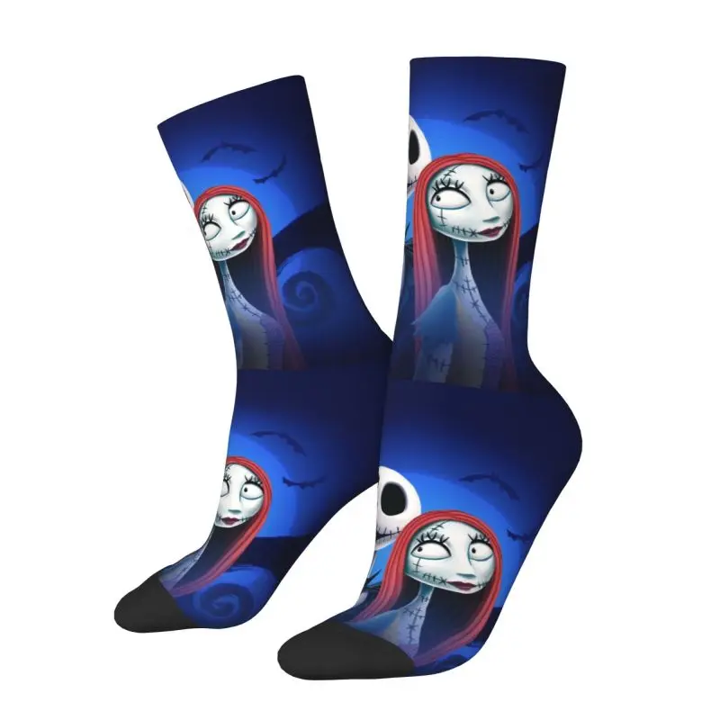 Novelty Printing Nightmare Before Christmas Socks for Men Women Stretchy Summer Autumn Winter Jack and Sally Crew Socks