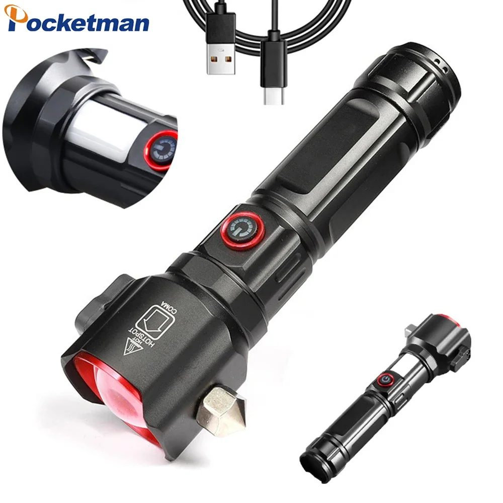 Super Bright LED Flashlight USB Rechargeable Flashlights Waterproof Torch Zoomable Flashlight Camping Flashlight