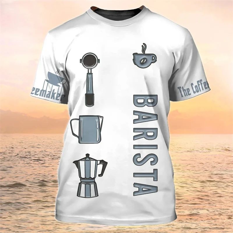 

Vintage Coffee Graphics T Shirt Summer Casual Short Sleeve O Neck Workwear 3D Printed T-shirt Mens Fashion Oversized Tees Tops