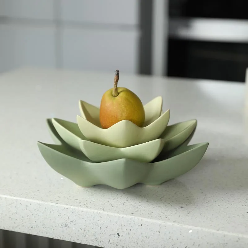 Modern Creative Green Lotus Ceramic Fruit Plate Storage Tray Candle Holder, Home Decoration.snack Storage Tray,jewelry Storage