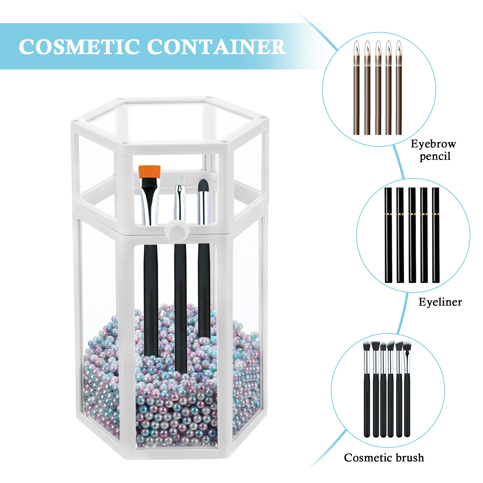 Sturdy Glass Storage Box Transparent Container For Eyeliner Eyebrow Pencil Makeup Organizer Durable Desktop Bathroom Vanity