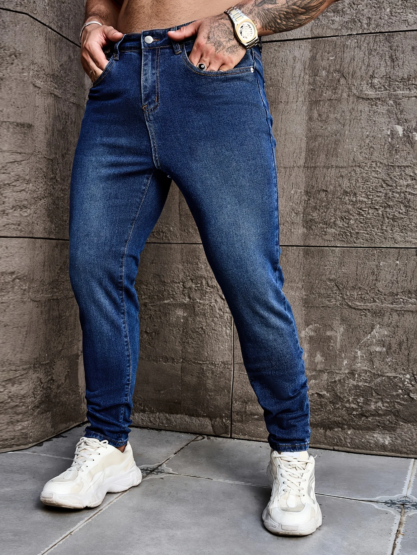 

Men's skinny fit jeans stretch casual wear elastane men's pants basics and versatile trousers all season comfort free shipping