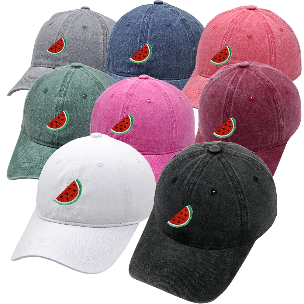 Watermelon Embroidery Baseball Cap Summer Vintage Dad Hat Adjustable